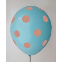 Pastel Blue - Orange Polkadots Printed Balloons